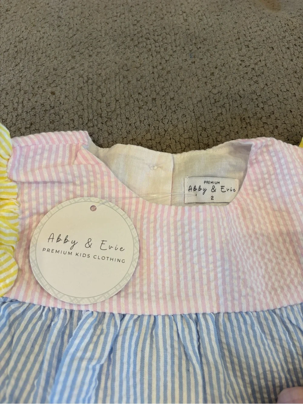 Abby and Evie 2T Color Blocked Seersucker Two-Piece Set